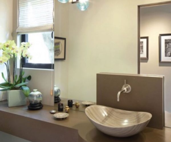 Solid Surfacing Sink in a powder room